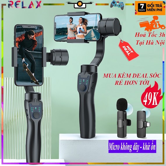 Combo Microgymbal Chống Rung F8 3Axis - 3 Trục Chống Rung - Phóng To Thu Nhỏ Dễ Dàng, Gimbal Quay Phim Điện Thoại