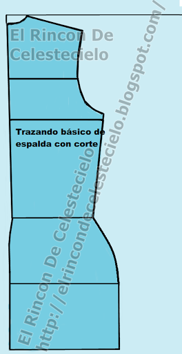 Cerrar la sisa para seguir completando el patrón espalda de blusa con corte en el centro