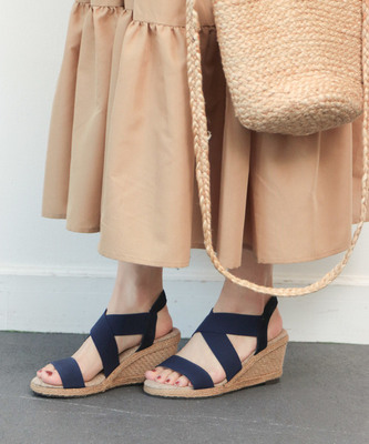 Title 5, Womens wedge sandals simple stretch cloth stra...