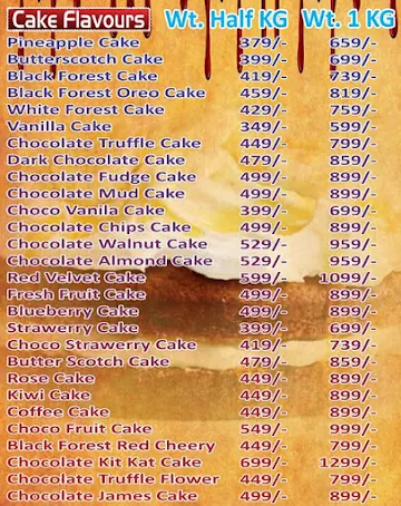 The Cake Man menu 