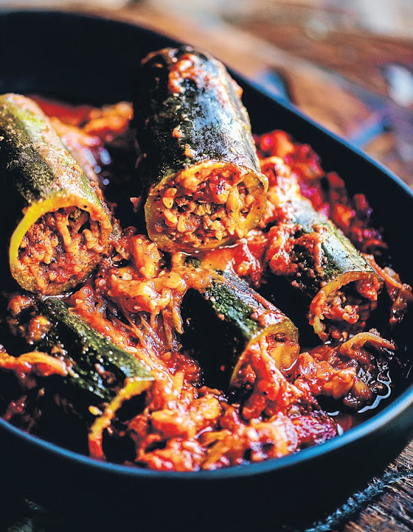 Lebanese stuffed courgettes (kousa mahshi).