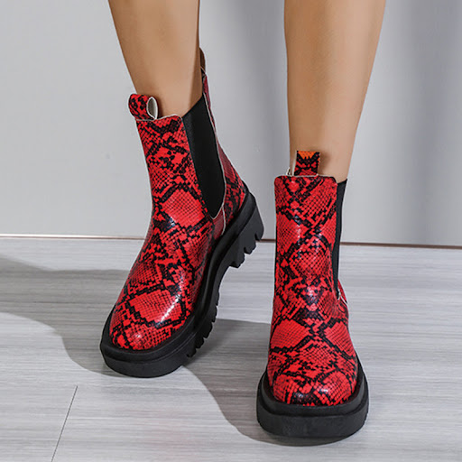 Title 5, Womens Snakeskin Ankle Boots Slip On Platform ...
