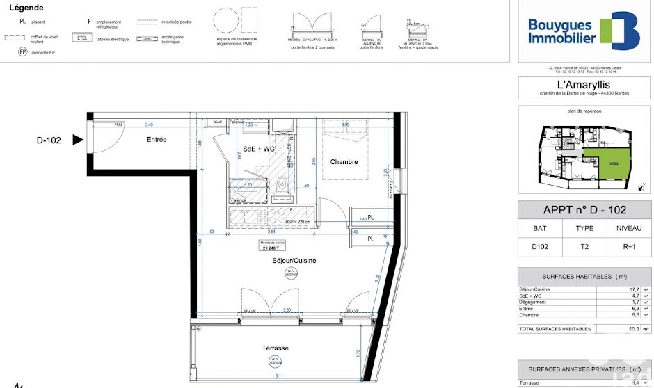 Vente appartement 2 pièces 40 m² à Nantes (44000), 249 000 €