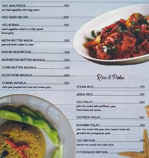 Sky Beach menu 