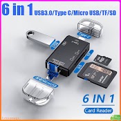 Đầu Đọc Thẻ Nhớ Usb 3.0 6 Trong 1 Micro Usb / U / Type C / Tf / Sd Cho Điện Thoại / Laptop