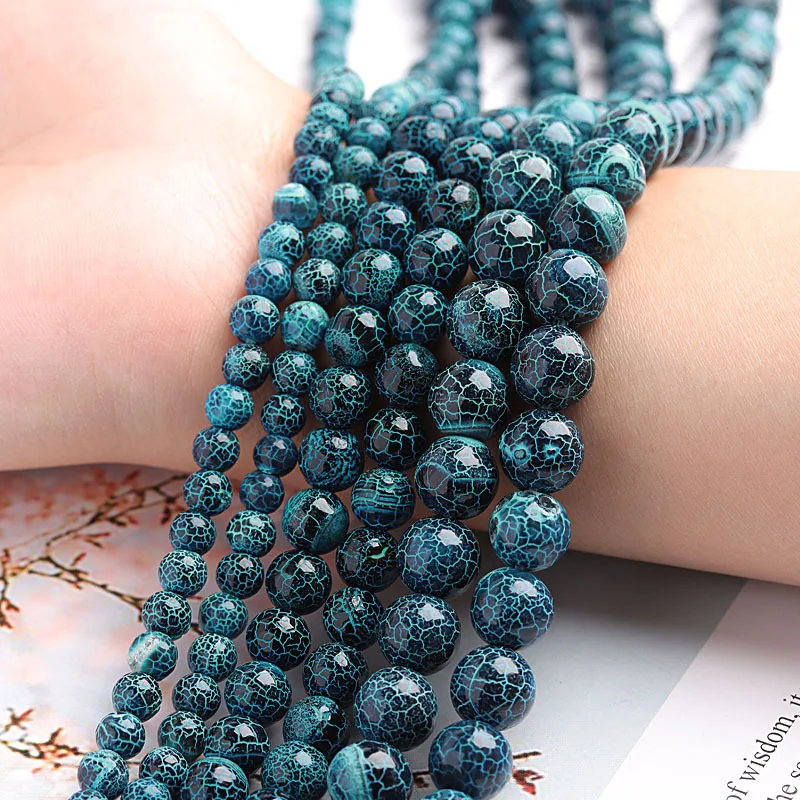 Natürliche oxidierte Agat-Rundperlen mit Riss-Textur für DIY-Schmuckherstellung. Streu-Perlen für handgefertigten Schmuck und Bastelprojekte.