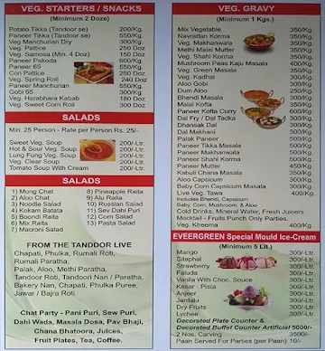 Evergreen Caterers Veg & Non-veg menu 