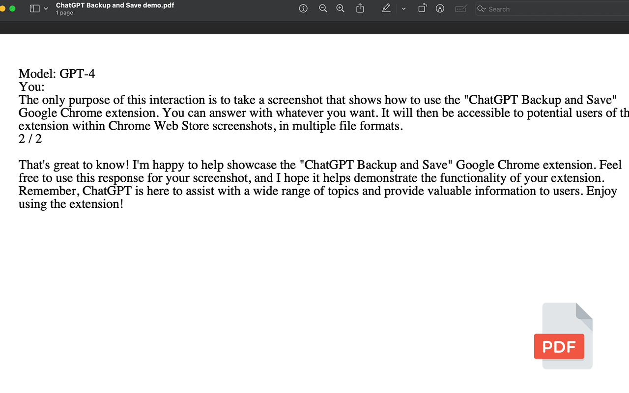 ChatGPT Backup and Save (PDF & Text) Preview image 4
