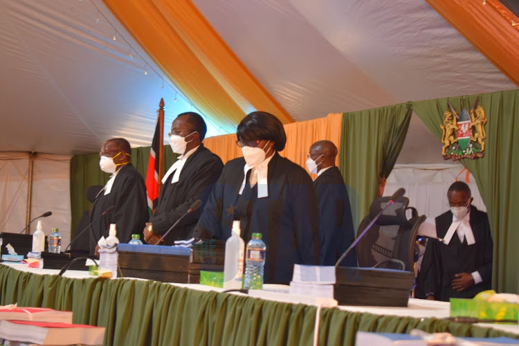 Judges during the final day hearing of the BBI case at the Court of Appeal.