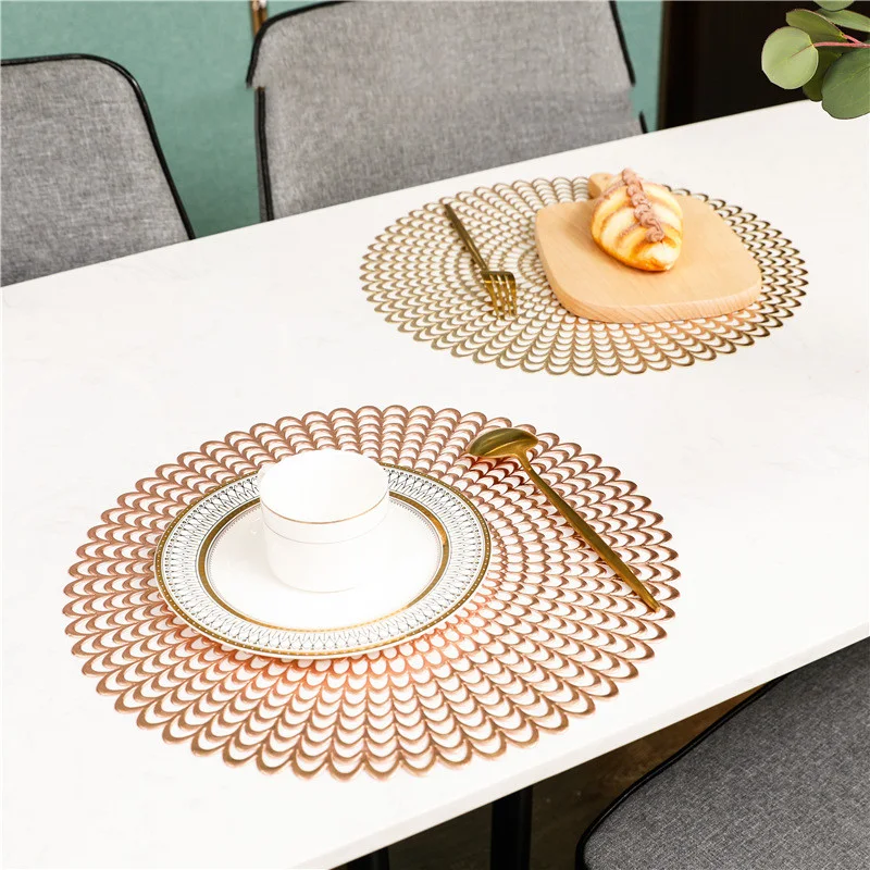 Okrągłe kolory stałe pvc Hollow Plaremat