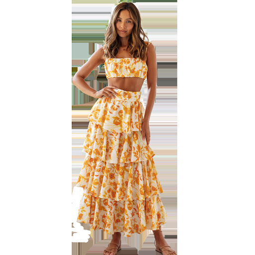 Title 8, Womens Stitching Printing Long Dress Suit