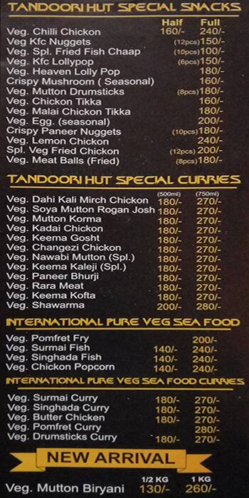 Mr Singh's Tandoori Hut menu 