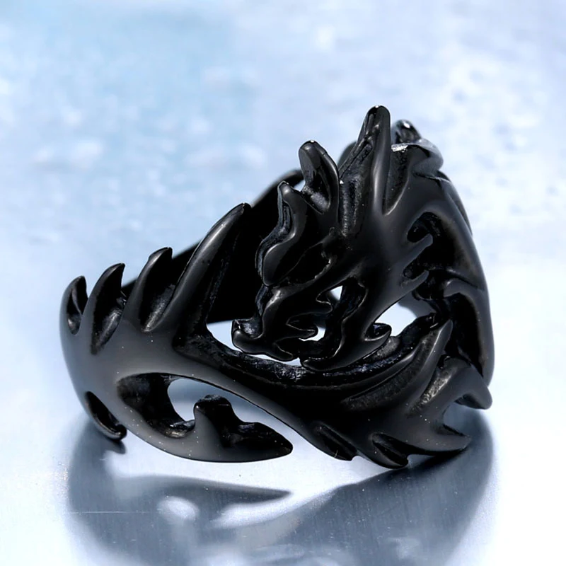 Bague Ouverte Dragon Acier Inoxydable Tendance Homme Anneau Titane Personnalité Ornement Élégant Résistant Confortable