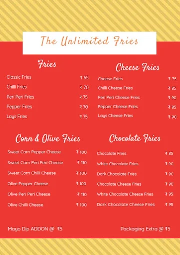 The Unlimited Fries menu 