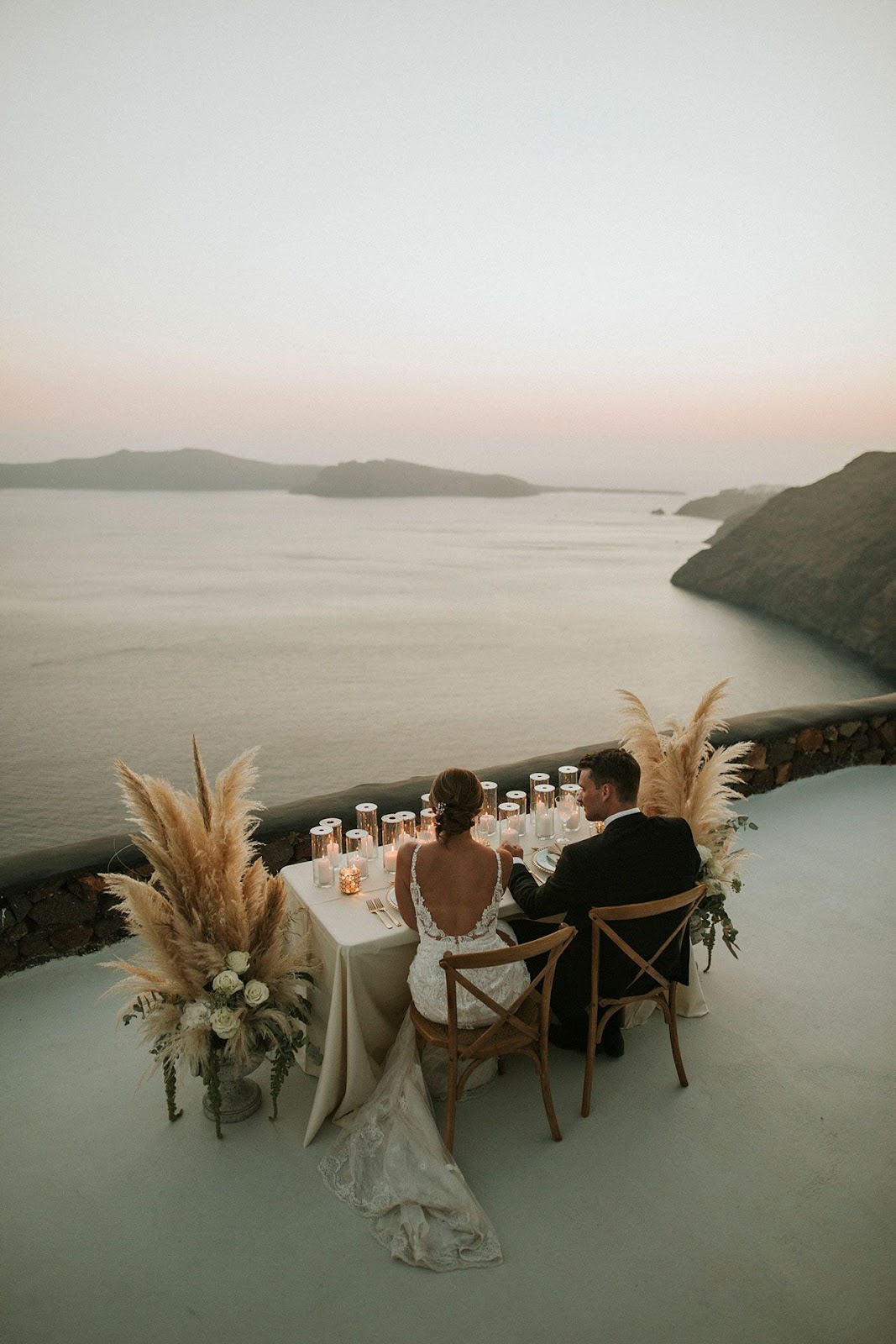 Newlywed couple having an intimate moment.