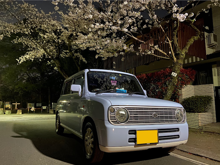 アルトラパンのらぱん・桜と愛車・春ですね・アルトラパンhe21s・夜桜に関するカスタム事例の投稿画像1枚目