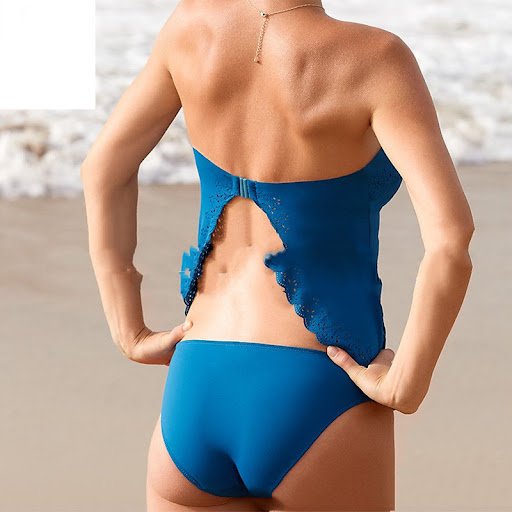 Title 6, Openwork plain split bikini swimsuit, designed ...