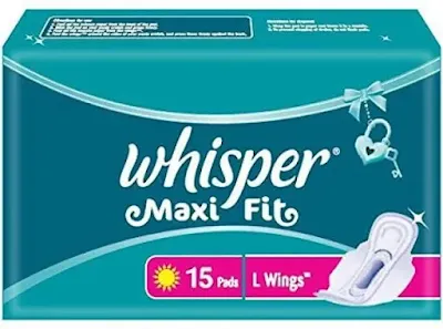 Whisper Maxi Fit Wings Sanitary Pads, Large - 15 pcs