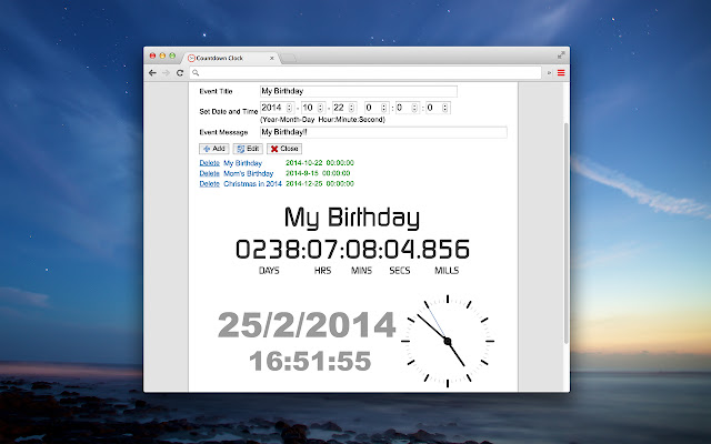 Countdown Clock, Stopwatch with Drive chrome extension