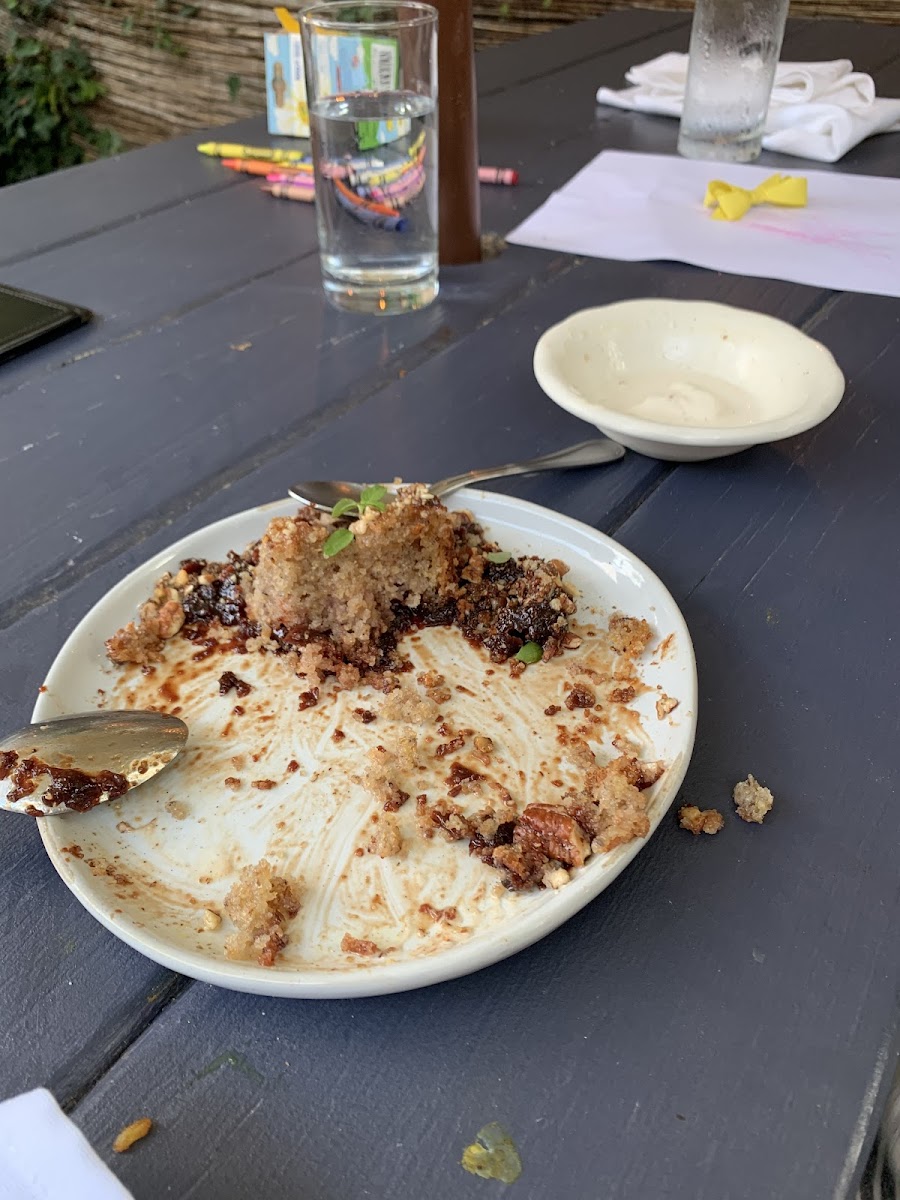 The corn cane with pecans and sour cherry compote. A delicous dessert that pleased the whole table. They offered us the crayons as well to help keep our daughter entertained.