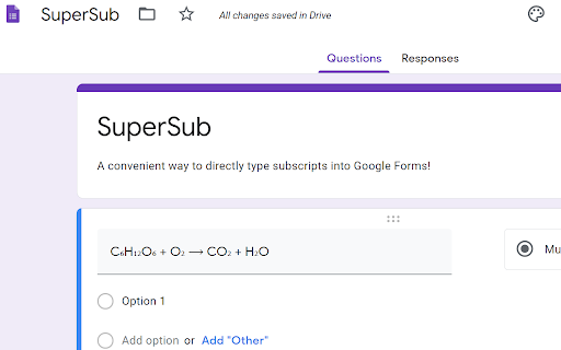 SuperSub saved Drive Questions SuperSub convenient directly subscripts Option 