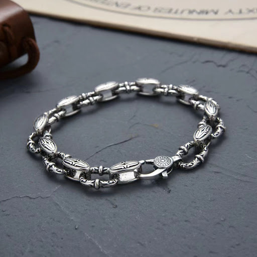 Title 3, Rattan Pattern Bracelet S925 Sterling Silver Em...