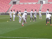 Bafana Bafana players during a training session at the Nelson Mandela Bay Stadium in Port Elizabeth on November 15 2020. 