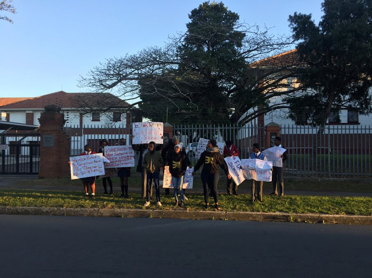 Equal Education (EE) members held a demonstration outside Selborne College in East London