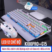 Combo Bàn Phím Cơ Chuột Gaming Yinoiao K100 K100Pro G15 Led Rgb 12 Chế Độ Trục Cơ Xanh Cao Cấp Có 2 Màu Trắng Đen