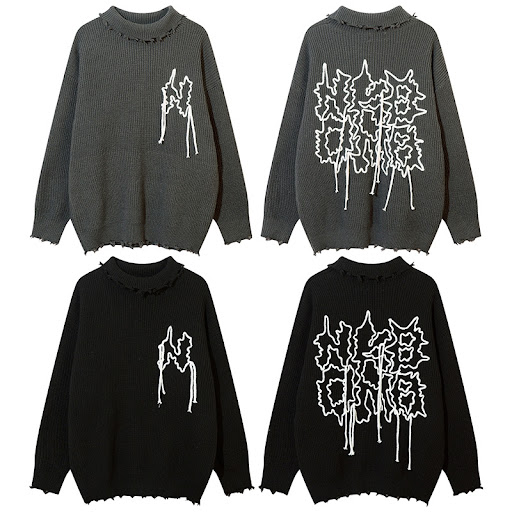 Title 2, Mens Vintage Chain Embroidered Letter High Nec...