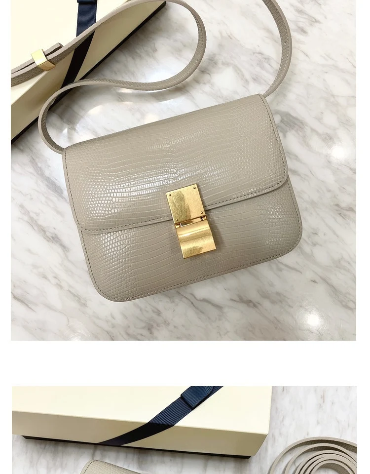 Title 23, Borsa Messenger Quadrata da Donna in Pelle di V...