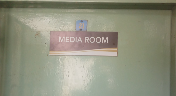 The media room is where court reporters get together as they compile their job , previously journalists were sitting under the tree before the new court was completed