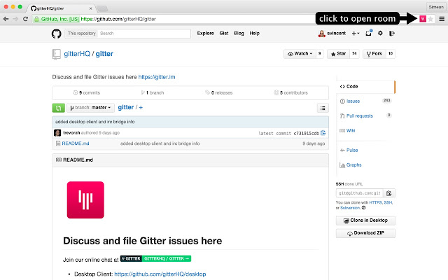 Gitter Helper for GitHub chrome extension