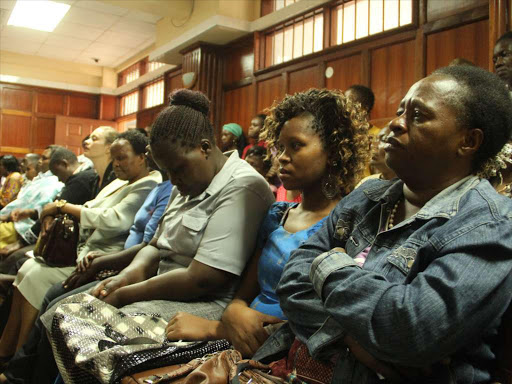 Victims of gender based violence survivors of the post election violence at the Milimani law court on March 25,2015.Philip kamakya