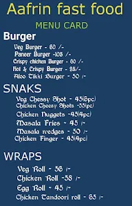 Aafrin Fast Food menu 1