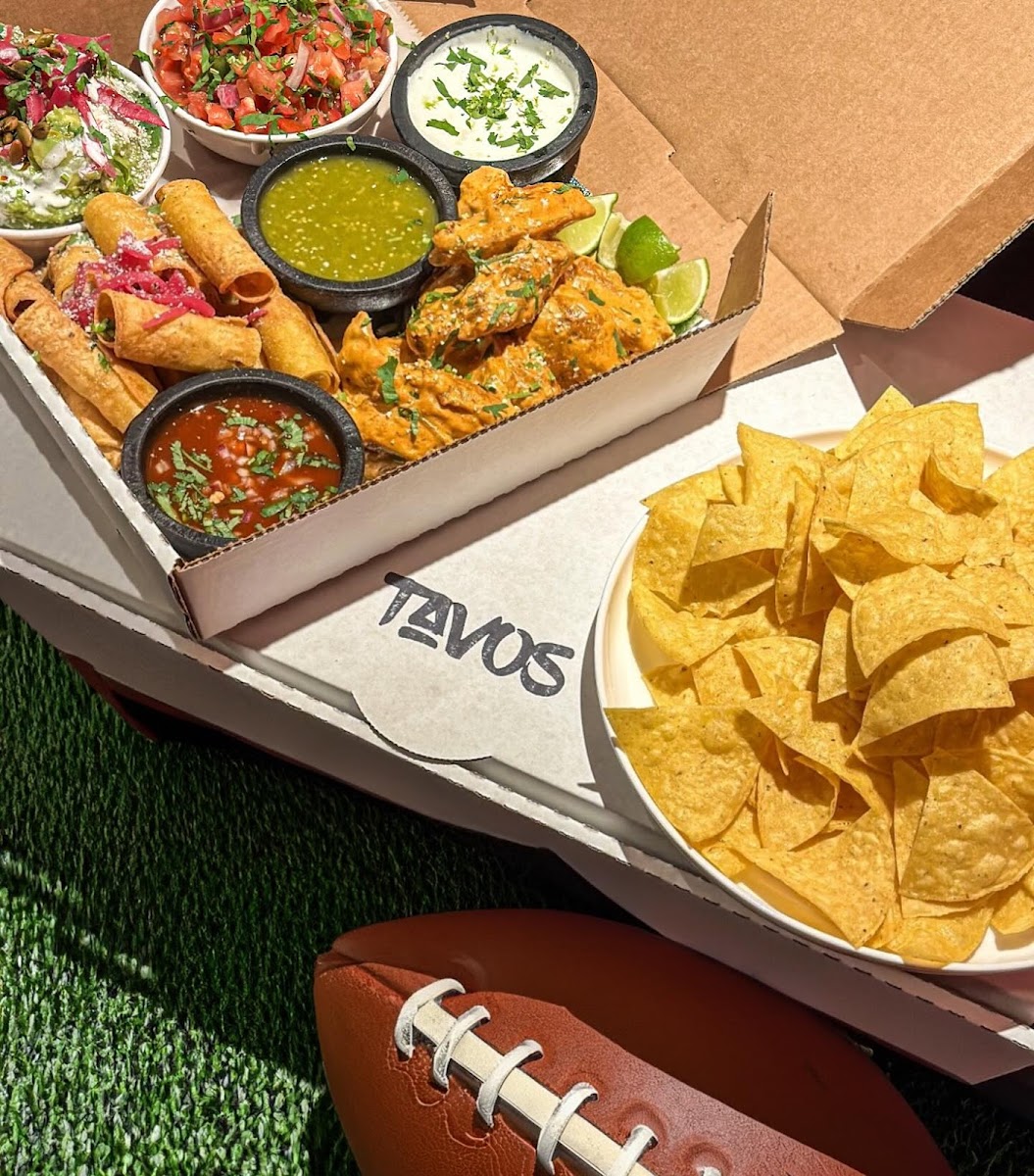 Score big this Super Bowl with Tavos' Super Bowl Snack Packs! Choose between our 6-person or 12-person pack, featuring a touchdown-worthy lineup: pico de gallo, guacamole, tortilla chips, mini chicken flautas, mini birria flautas, chipotle chicken wings, and Tavos' signature dipping sauces. Orders accepted until February 9 at 8 pm. Pickup on February 11, 12-4 pm.To reserve your game-winning spread, email Julie.C.Tavos@GMail.com.