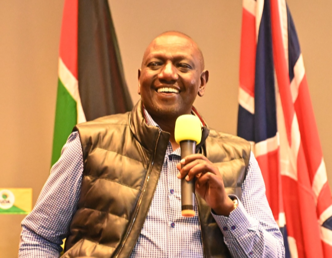 William Samoei Ruto speaking during the meeting with Kenyans living in the United Kingdom on Sunday, March 6,2022.