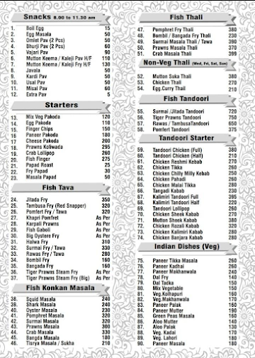 Al Raza Family Restaurant menu 