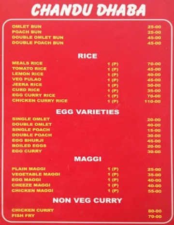 Chandu Dhaba menu 