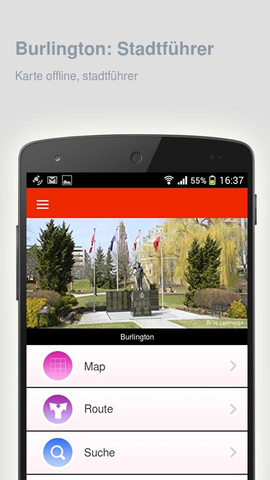 Android application Burlington: Travel guide screenshort