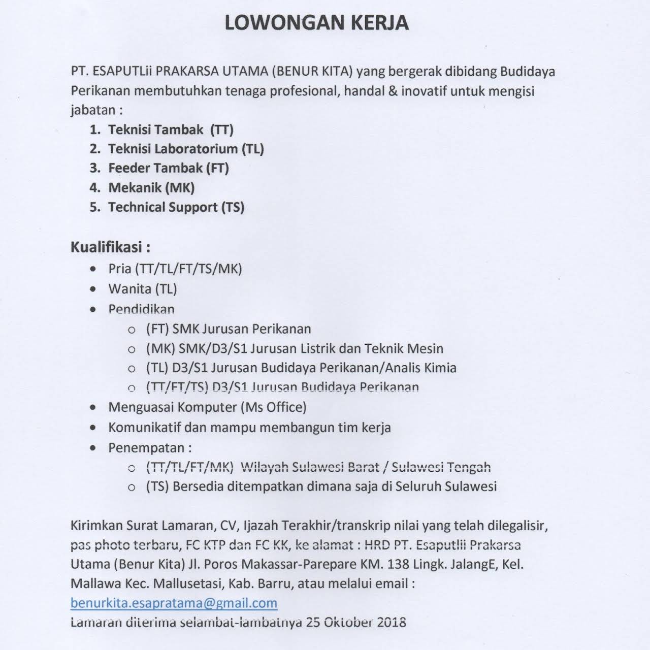 Cara Memuat Surat Contoh Surat Lamaran Kerja Pabrik Udang