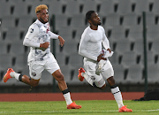 Kagiso Malinga of Swallows celebrates after he scored what turned out to be the winning goal during their DStv Premiership match against Richards Bay at Dobsonville Stadium on Friday.