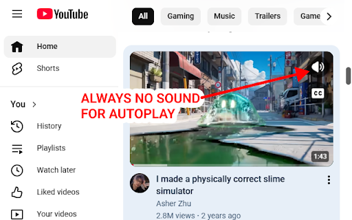 YouTube Mute Autoplay Sound screenshot 1