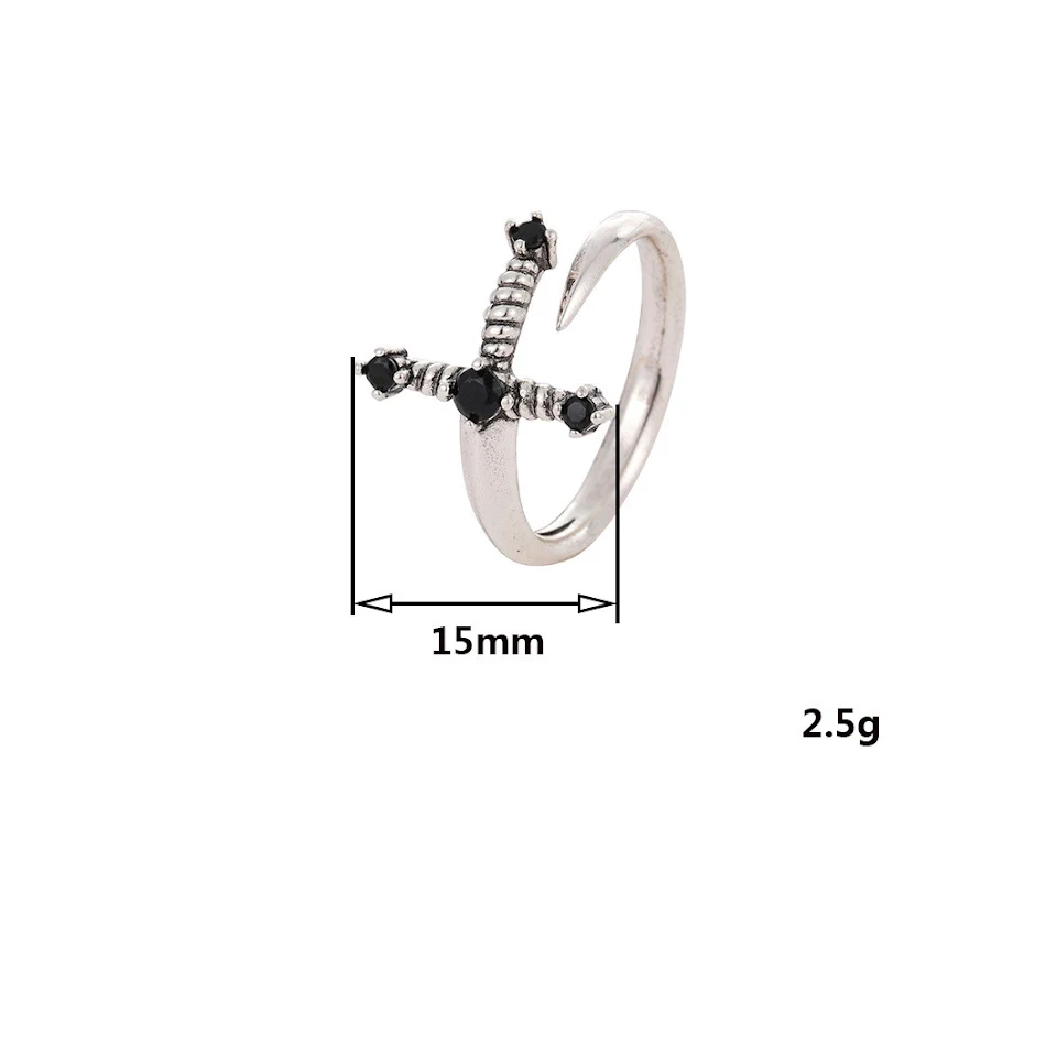 Personalised Minimalist Black CZ Sword Ring Jewellery, a unique and stylish accessory. Perfect gift for men and women, o