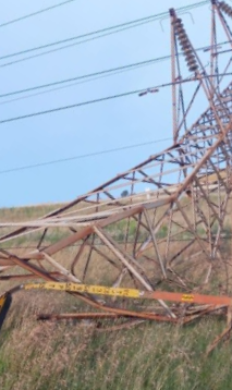 One of the collapsed power lines.