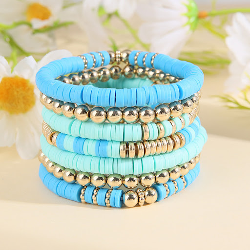 Title 2, Retro Bohemian Polymer Clay Ball Bracelet Suit ...