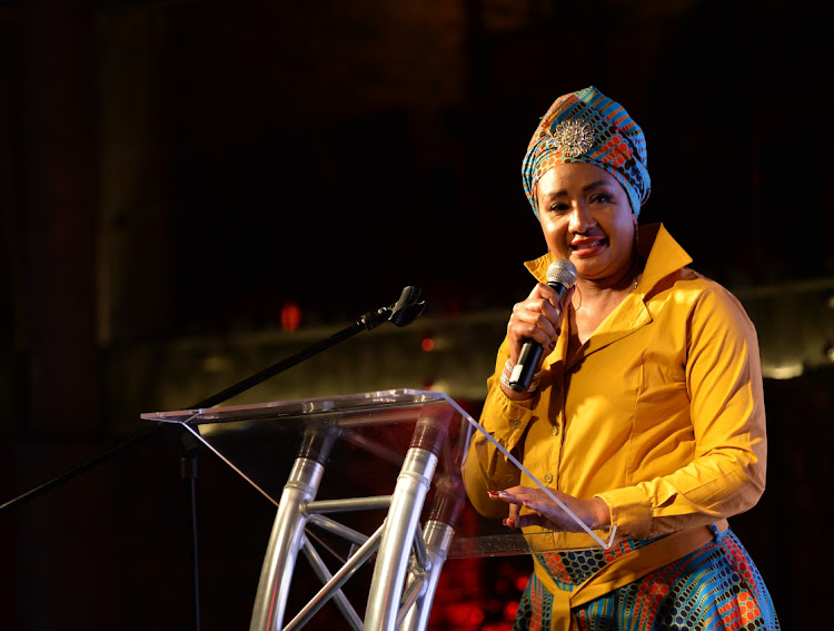 CAPE TOWN, SOUTH AFRICA - JUNE 08: Cecilia Molokwane (President of Netball South Africa) during the Unveiling of the Netball World Cup 2023 Logo at Gold Restaurant.