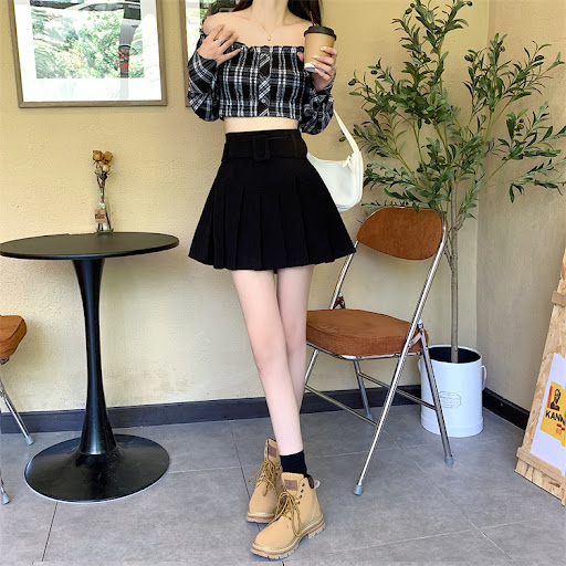Title 41, Womens Corduroy Half Skirt Autumn A-line Pleat...