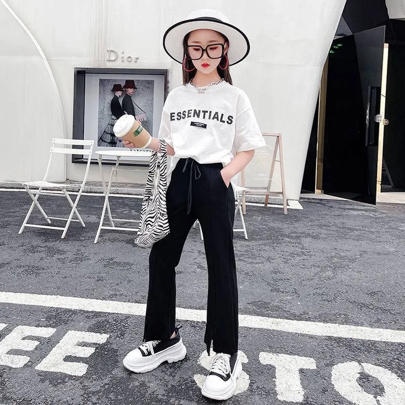 Dziecięce Spodnie Split Wide Leg Casual Uniwersalne Idealne na Co Dzień Szerokie Nogawki Wygodne Dopasowanie i Modny Wygląd Świetne do Zabawy