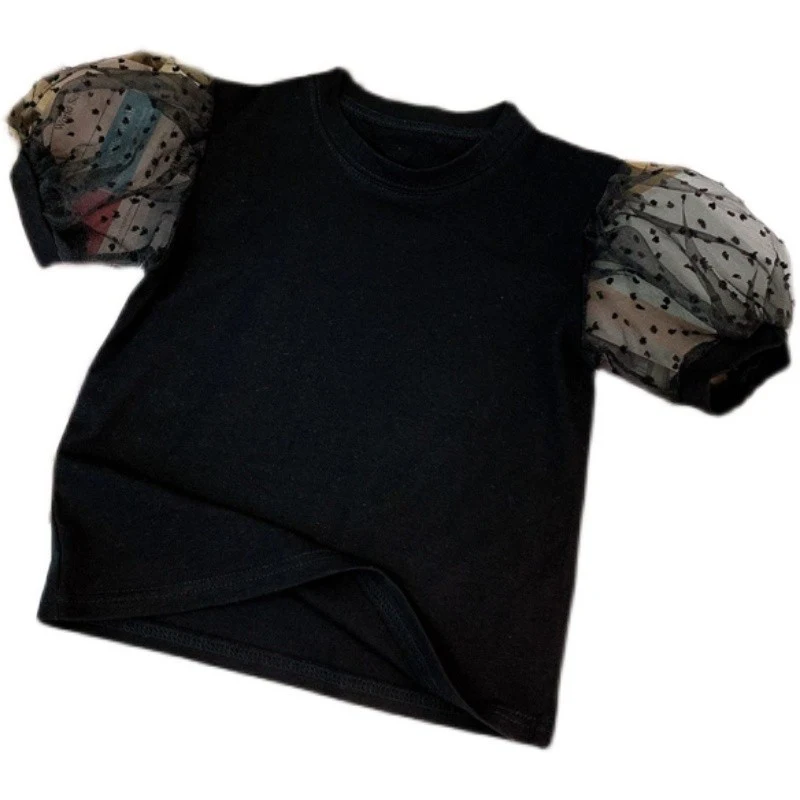Mädchen Polka Dot T-Shirt Kinder Baumwolle Top mit ausgestellten Ärmeln Bequemes Oberteil für den Alltag und zum Spielen